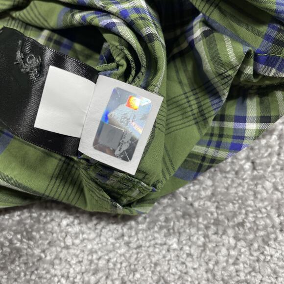 North Face Button Down Shirt Mens Extra Large Nylon Plaid Short Sleeve Green - Picture 9 of 13